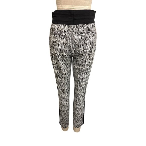 Soft Knit High-Waisted Womens Pants With Abstract Black & White Design & Black S - Picture 5 of 11